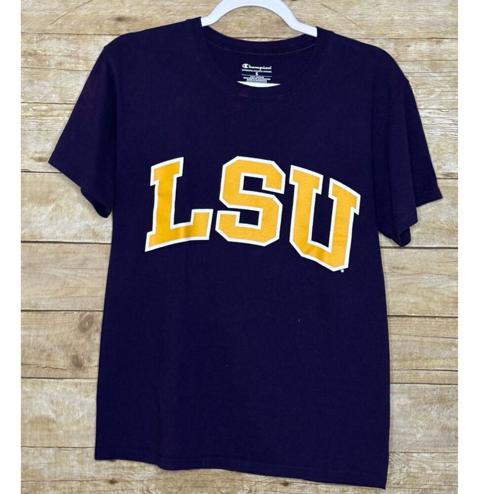 CHAMPION LSU TIGERS CASUAL EVERYDAY TEAM SPIRIT CREWNECK COTTON T-SHIRT SZ.SMALL